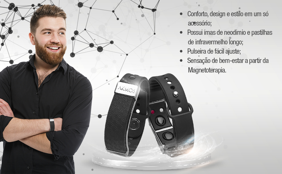 Nano Bracelete All Back Akmos - Cor Preta